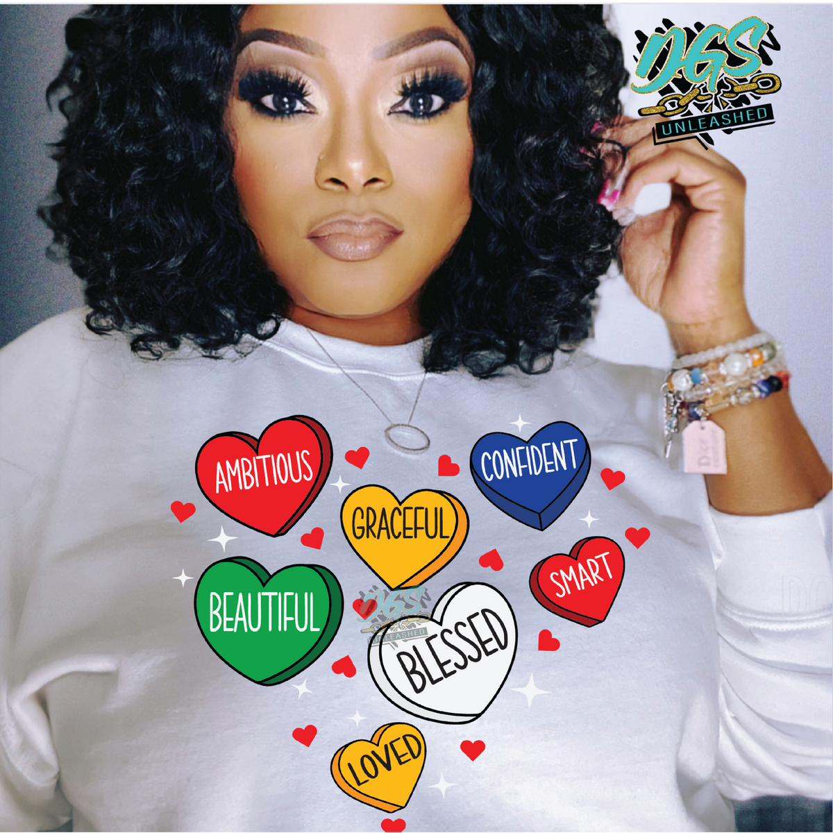 Candy Hearts Multi Color (DTF TRANSFER ONLY!!) Da Goodie Shop Unleashed