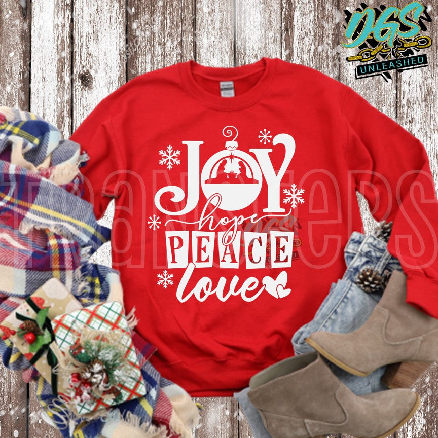 Joy-Hope-Peace-Love(SCREEN PRINT TRANSFER ONLY!!)