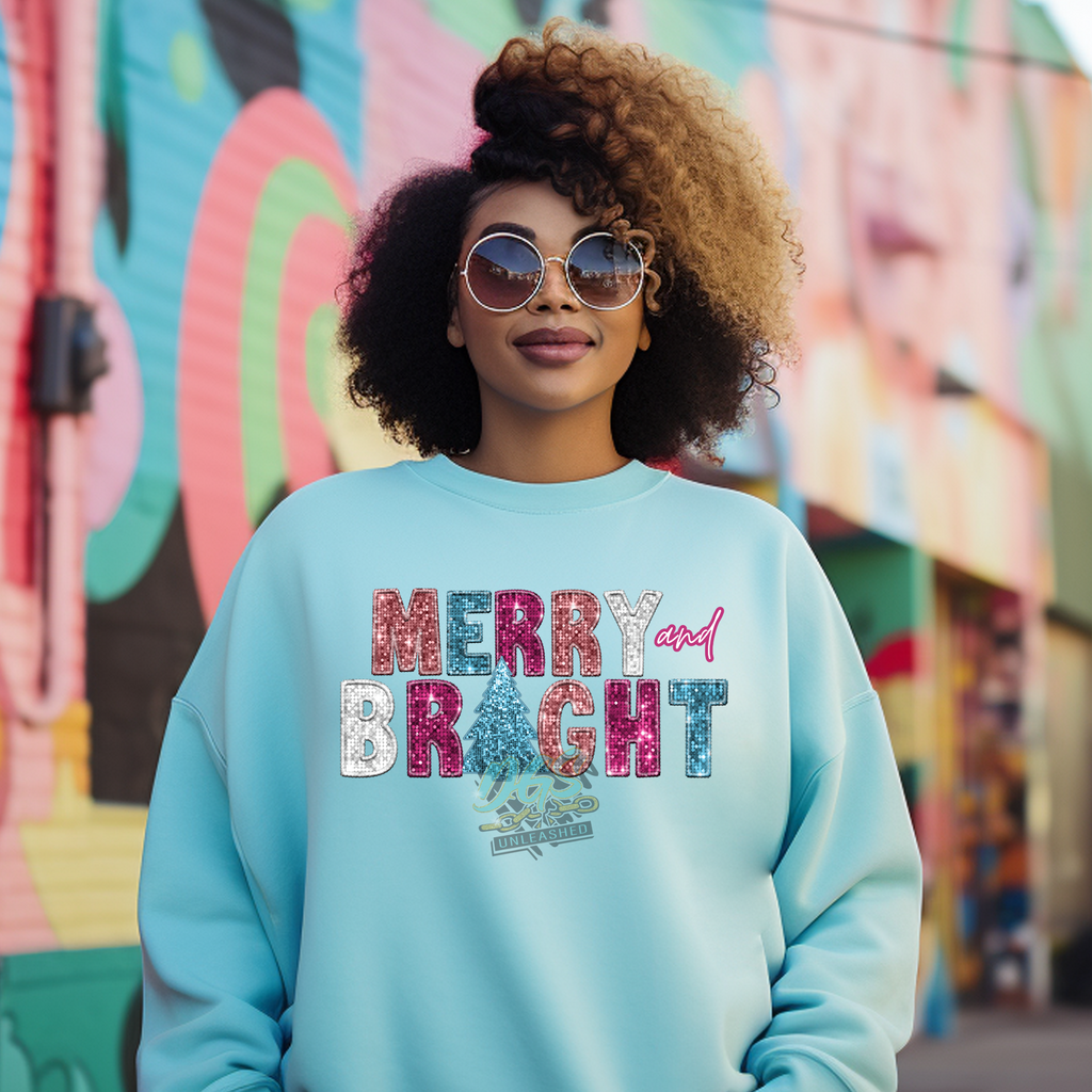 Merry and Bright Faux Sequins (DTF TRANSFER ONLY!!)