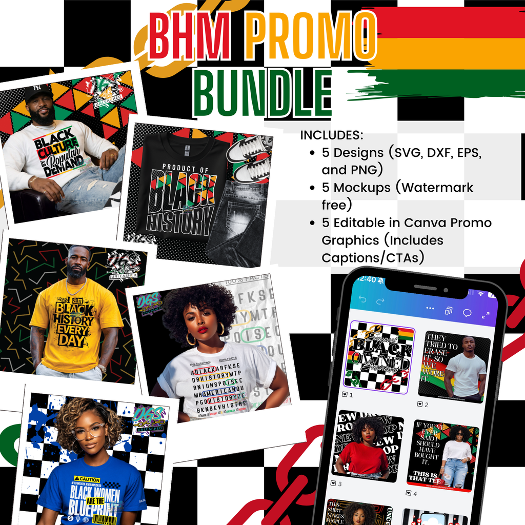 BHM (Black History Month) Promo Bundle SVG, DXF, PNG, and EPS Digital Download