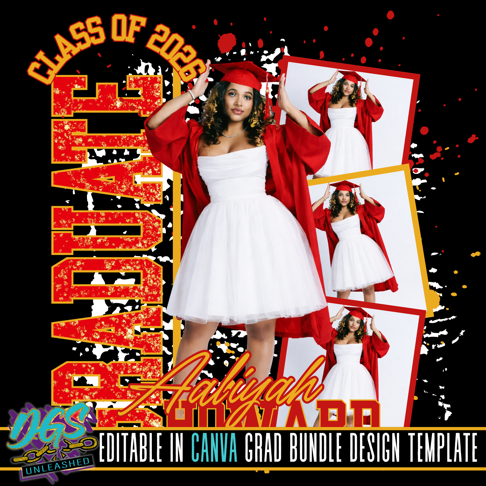 2026 Graduate Column Template Bundle Editable Canva Template – Da ...