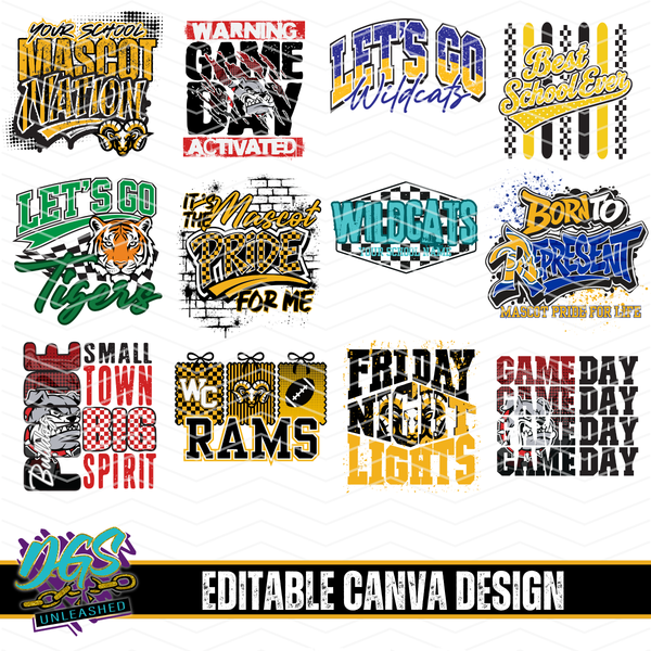2026 School Spirit Bundle Editable Canva Template