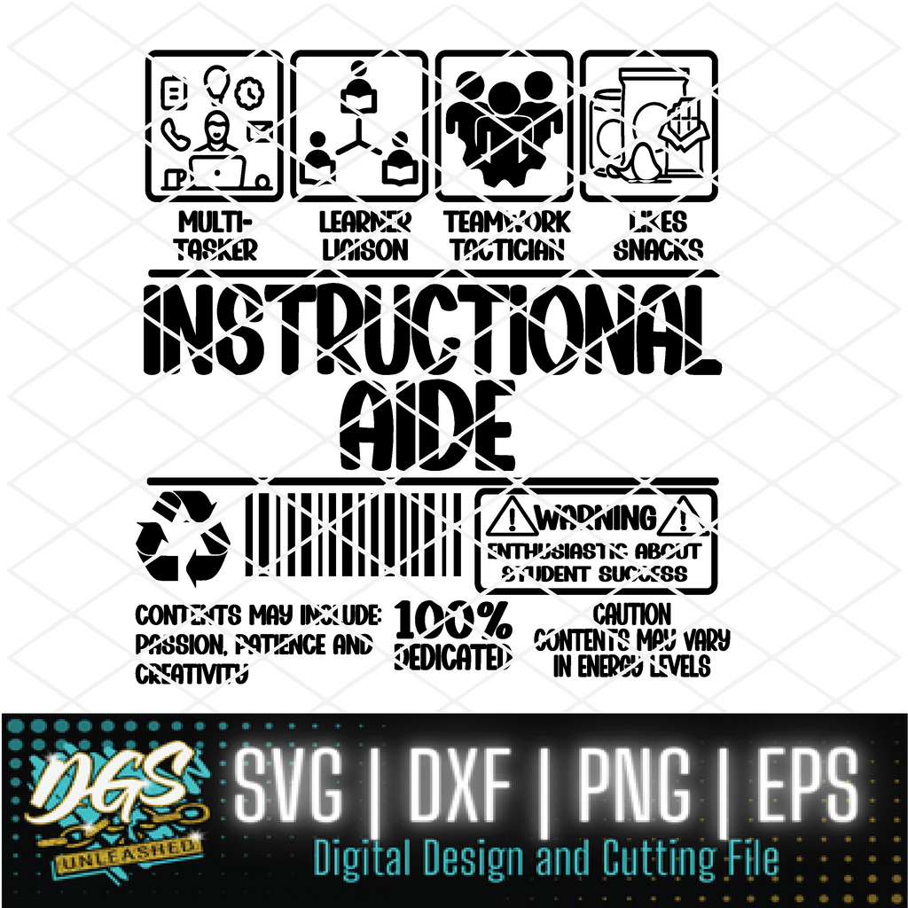 Instructional Aide Label SVG, DXF, PNG, and EPS Cricut-Silhouette Inst ...