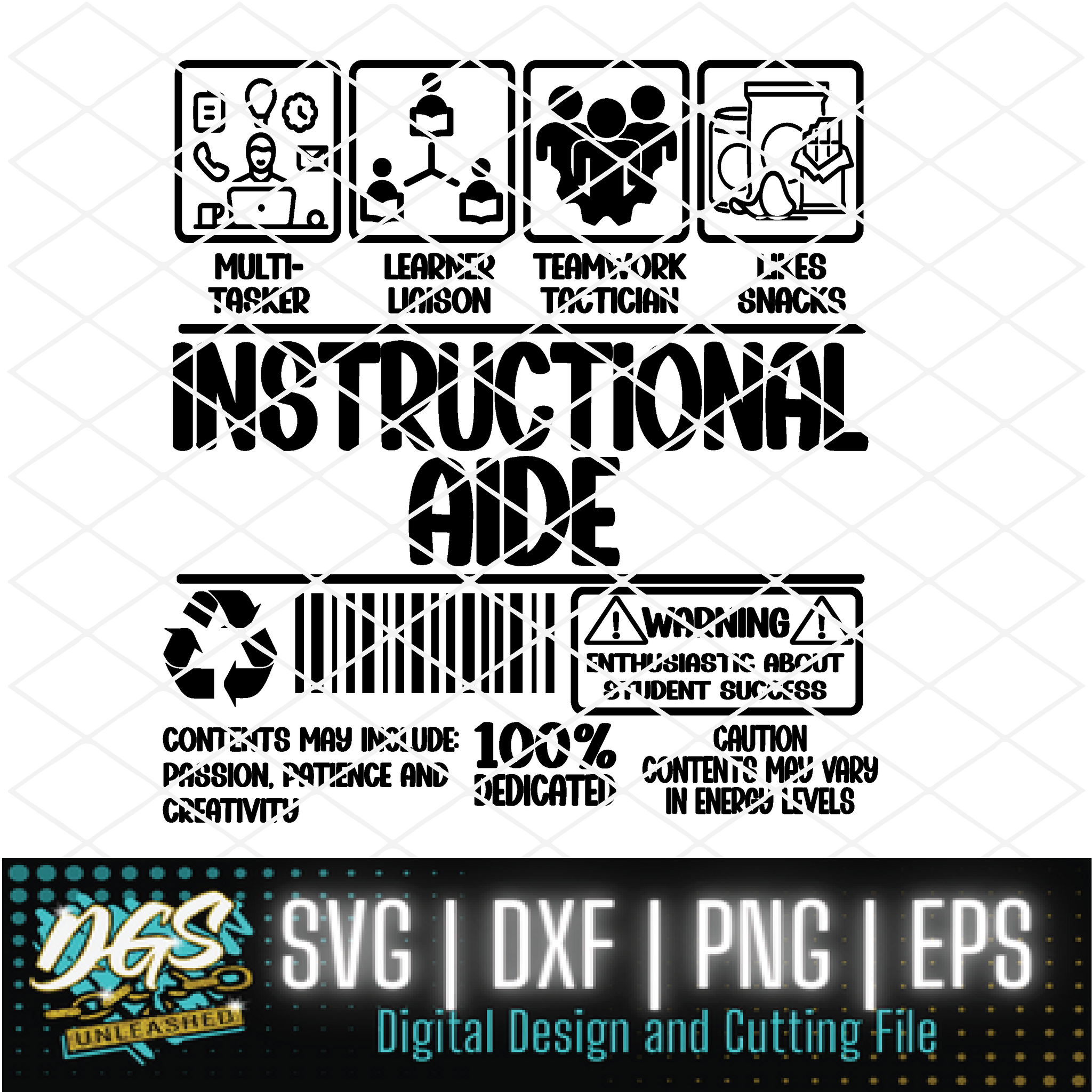 Instructional Aide Label SVG, DXF, PNG, and EPS Cricut-Silhouette Inst ...