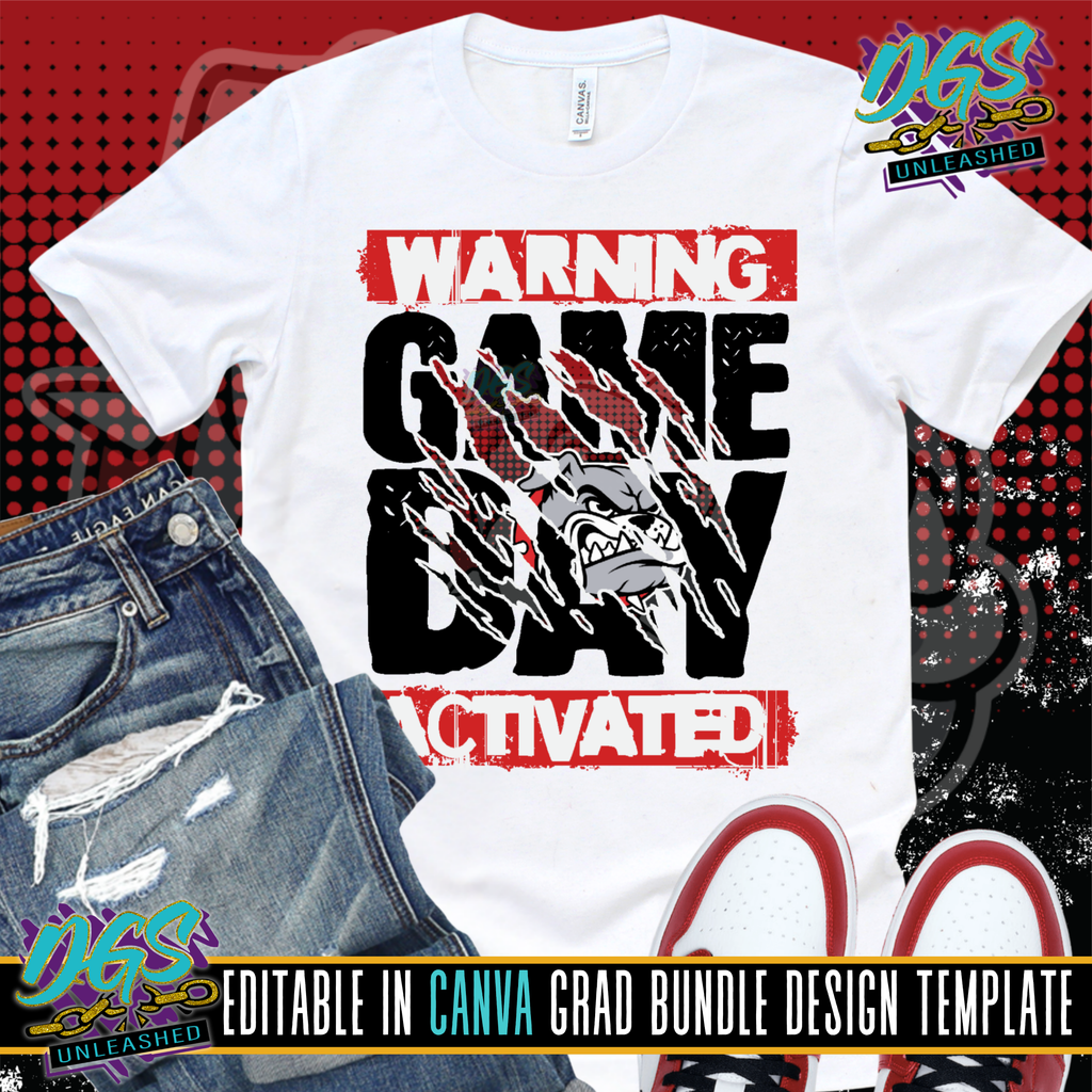Warning Game Day Activated Editable Canva Template