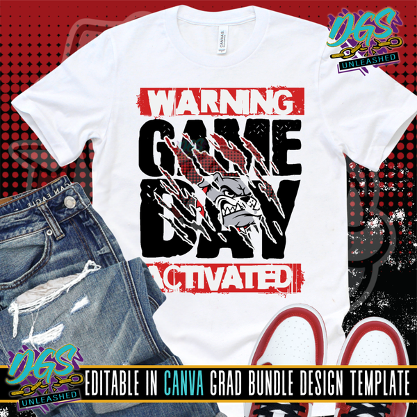 Warning Game Day Activated Editable Canva Template