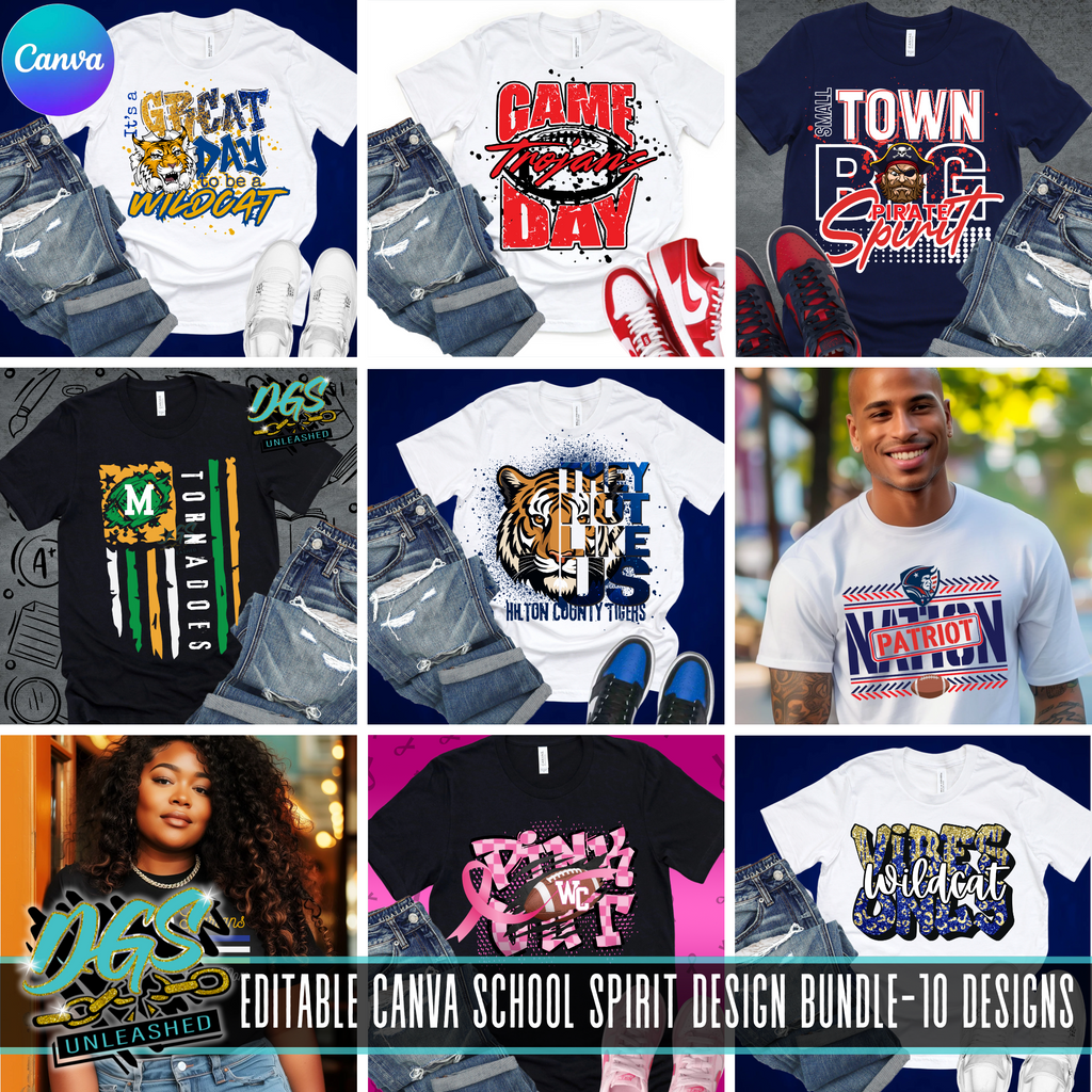 School Spirit Design Bundle Editable Canva Template Da Goodie Shop