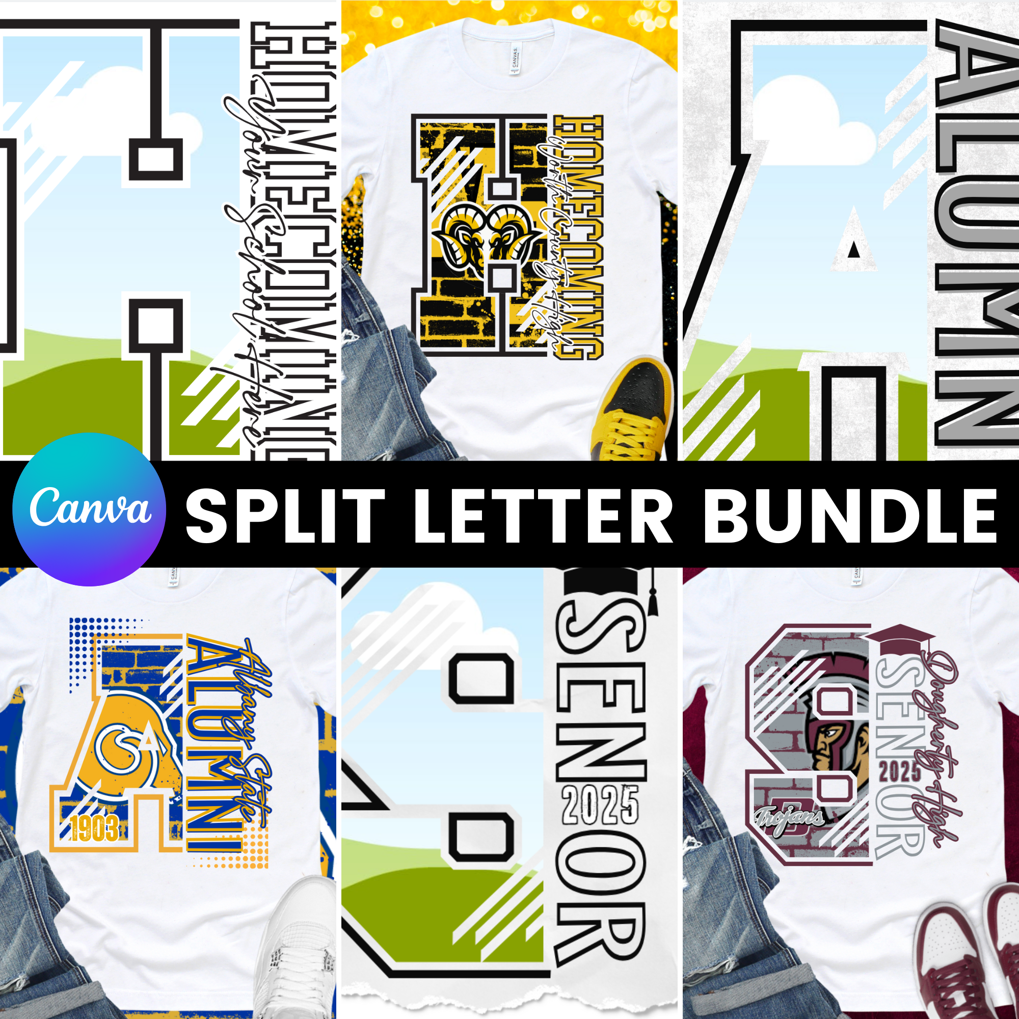 Split Letter (AHS) Design Bundle Editable Canva Template 2 – Da Goodie ...