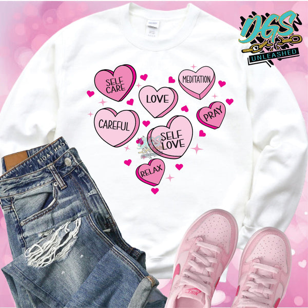 Self Care Candy Hearts-PNG ONLY Digital Files