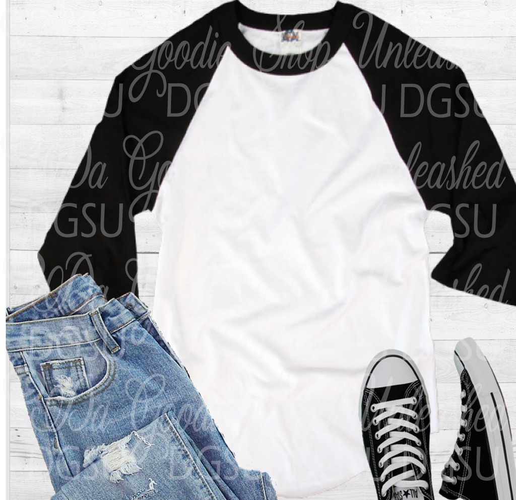Black and White Raglan (Baseball) Shirt Mockup