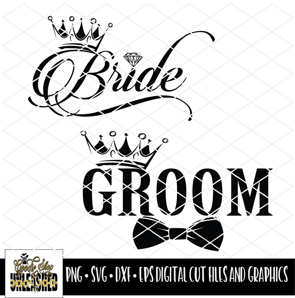 Bride and Groom SVG, DXF, EPS, and PNG Cut File