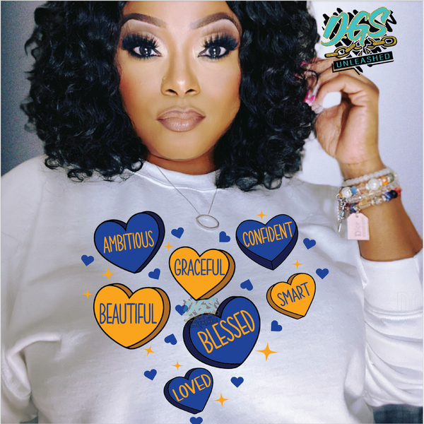 Candy Hearts Blue and Gold SVG, DXF, PNG, and EPS Digital Files