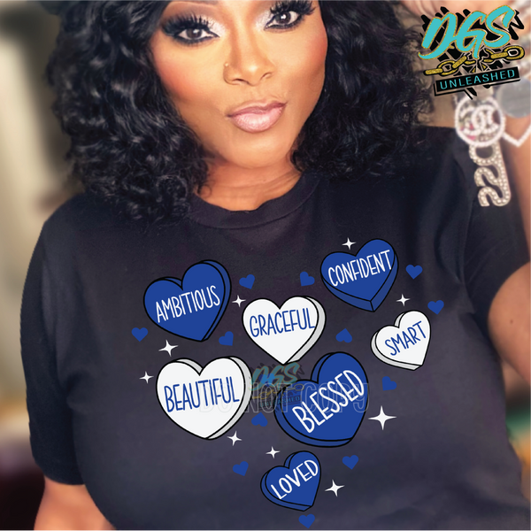 Candy Hearts Blue and White SVG, DXF, PNG, and EPS Digital Files