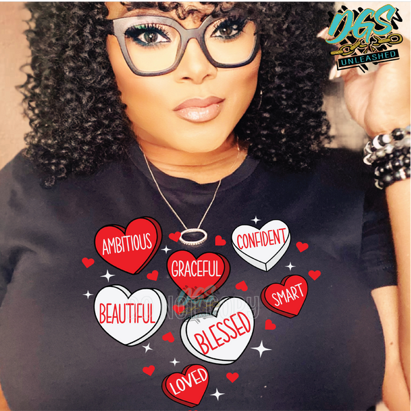 Candy Hearts Red and White SVG, DXF, PNG, and EPS Digital Files