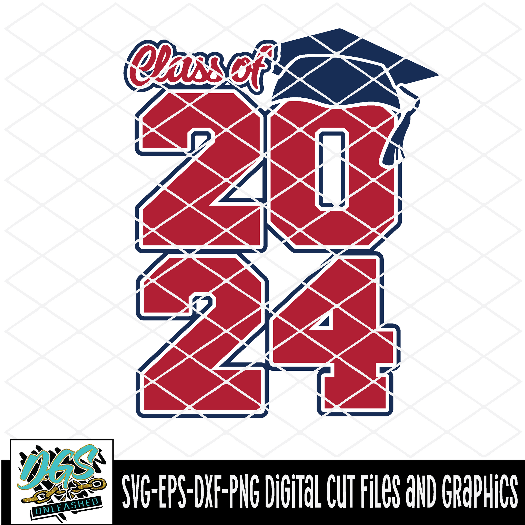 Class of 2024 Stacked SVG, DXF, PNG, and EPS Digital Files Da Goodie