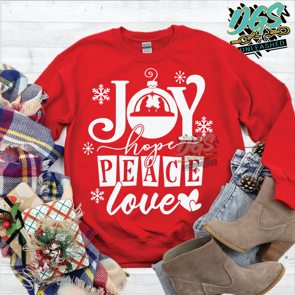 Joy Hope Peace Love SVG, DXF, PNG, and EPS Digital Files