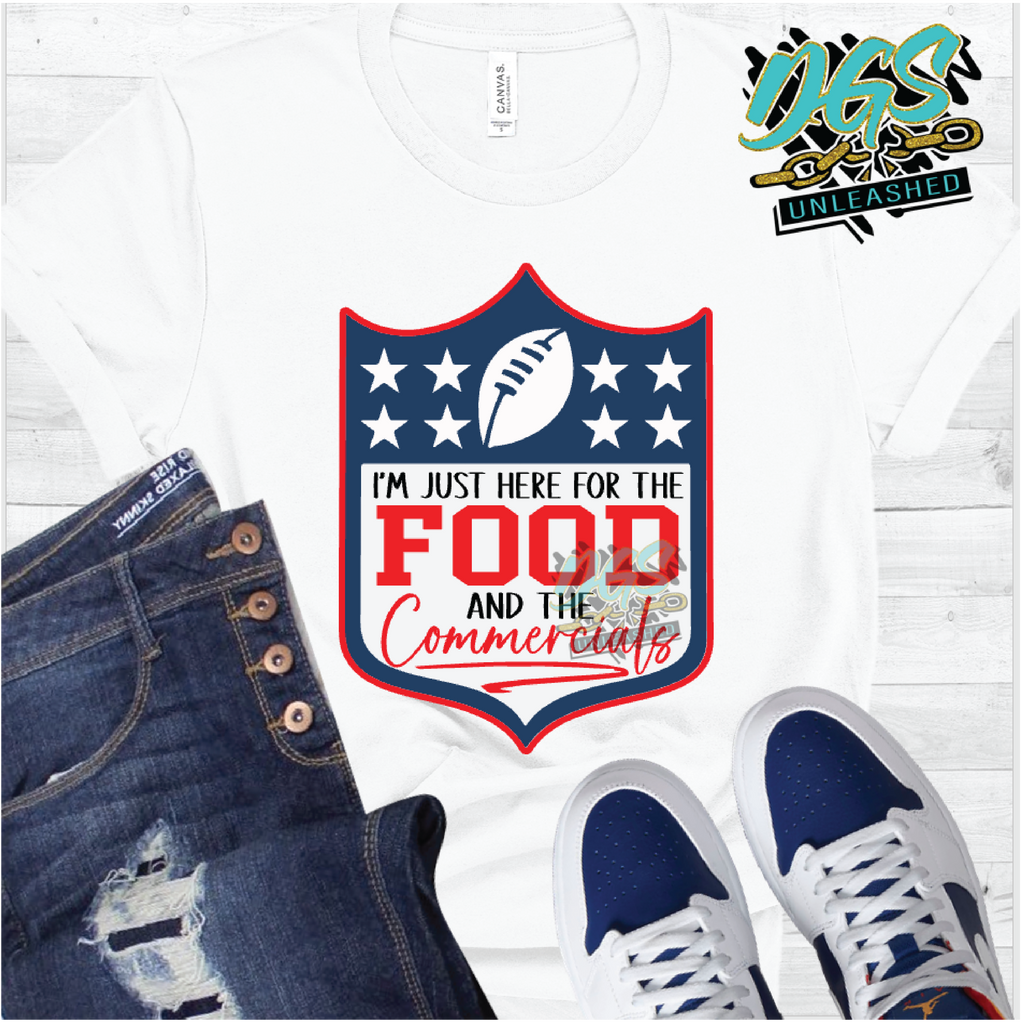 Football, Super Bowl, Just Here for the Food and Commercials SVG, DXF, PNG, and EPS Cricut-Silhouette Instant Digital Download