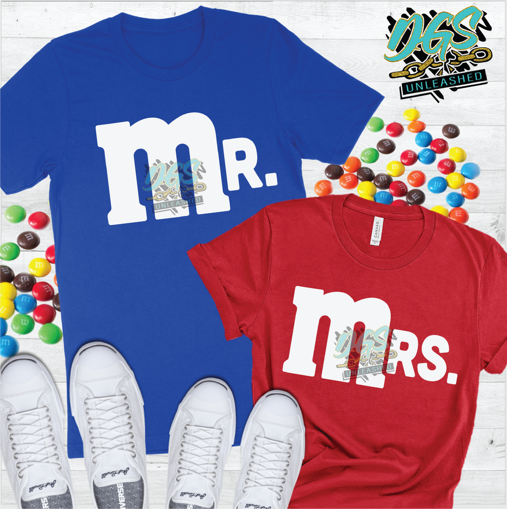 Mr and Mrs (M&M Style)  SVG, DXF, PNG, and EPS Digital Files