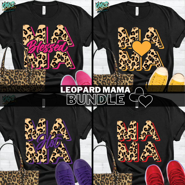 Leopard Print Mama Bundle SVG, DXF, PNG, and EPS Cricut-Silhouette Instant Digital Download
