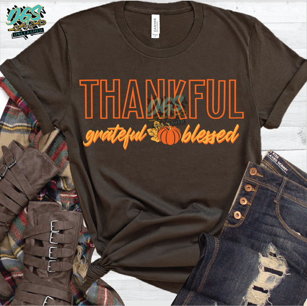 Thankful, Grateful, Blessed SVG, DXF, PNG, and EPS Digital Files